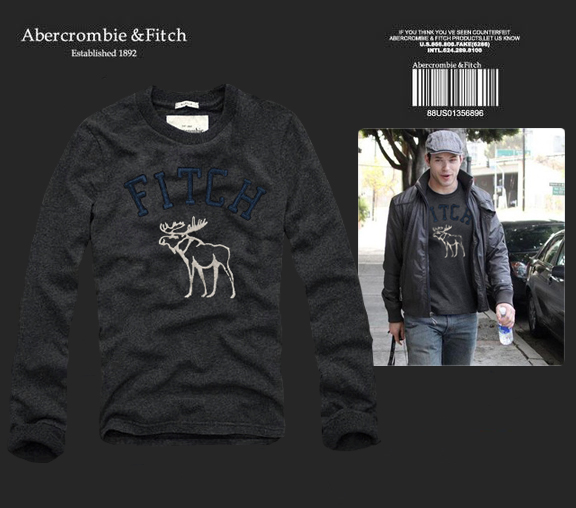 Abercrombie Fitch Hombres De Cuello Redondo Con Gente Fotos Largo Remera AF6093